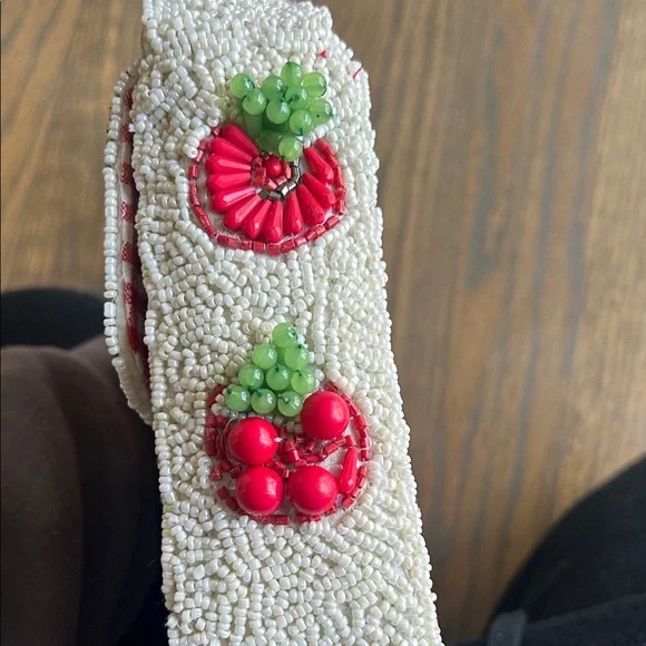 NEW Beaded Tomato Shoulder Bag with gingham fabric Viral TikTok - Picture 10 of 13